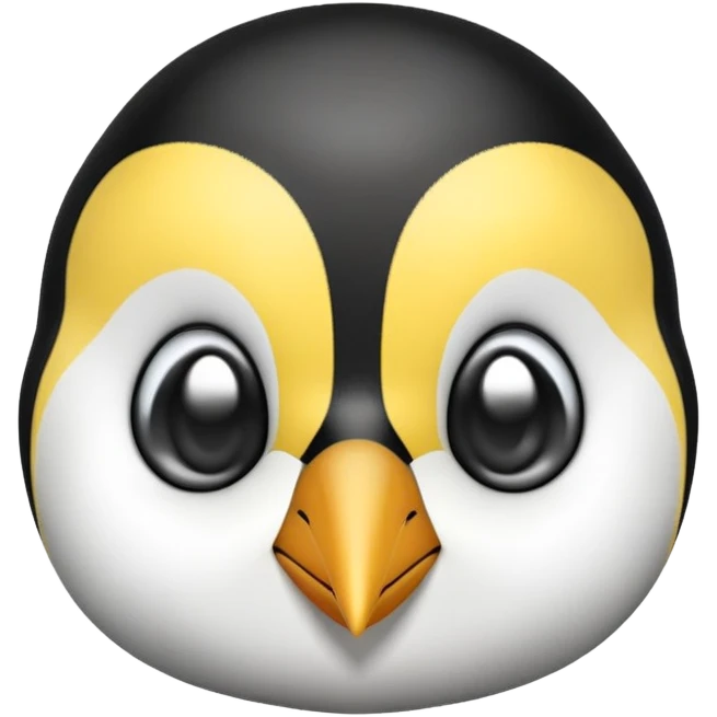 cinematic-cute-emperor-penguin-portrait-emoji,-head-tilted-playfully-and-inquisitively,-with-glossy,-pristine-plumage,-sparkling-eyes-filled-with-curiosity,-simplified-yet-irresistibly-adorable-features, black, large black eyes face, zoomed in emoji