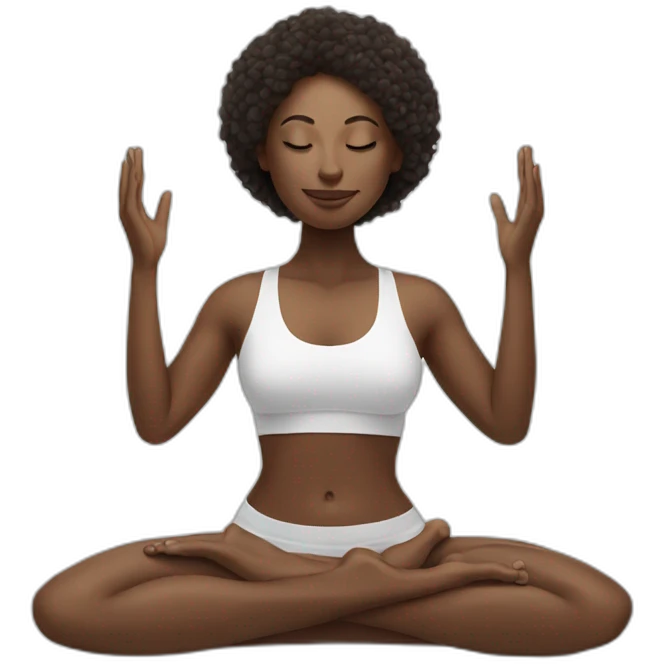 white hait woman doing yoga emoji
