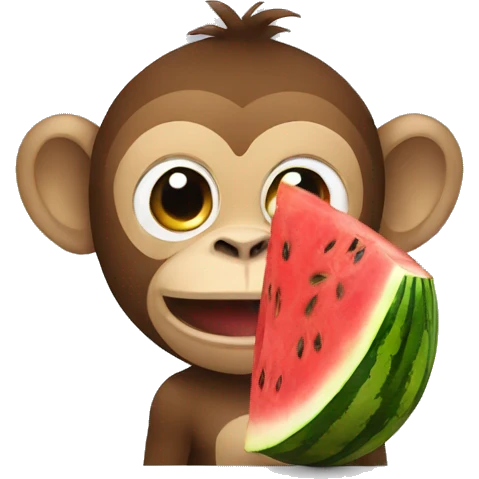 Monkey with watermelon emoji