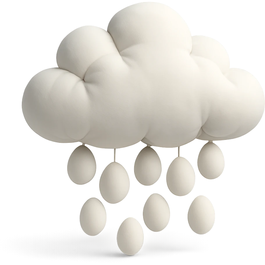 plush cloud with falling hailstones, cushion style, soft plush look emoji
