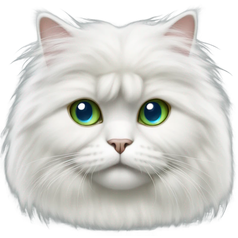 A persian cat with long white hair and blue and green eyes emoji