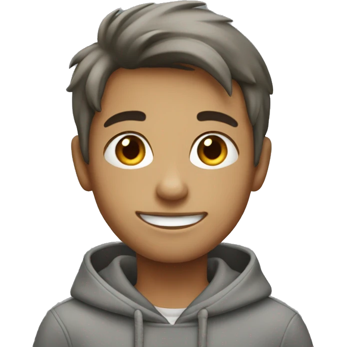 smiling boy in grey hoodie emoji
