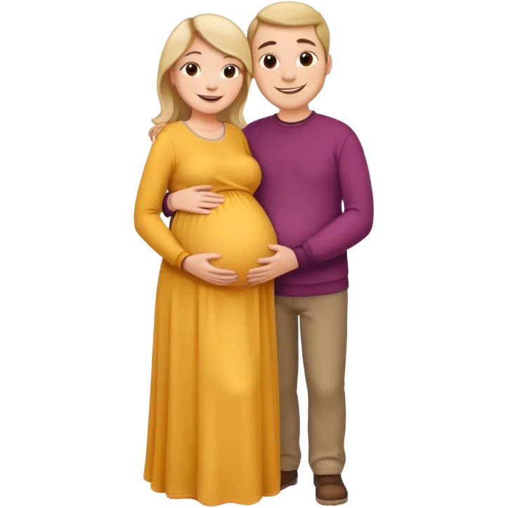 Девушка беременная, рядом ее обнимает муж  emoji