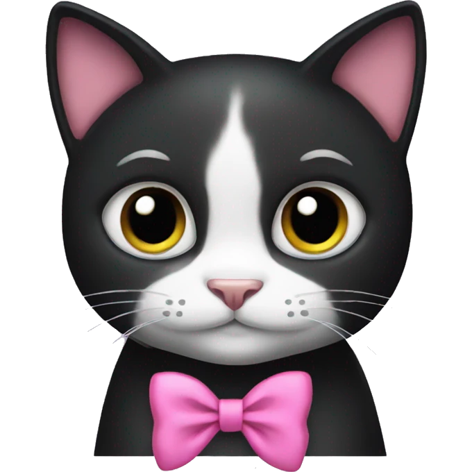 Black cat with pink bow emoji