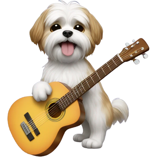 Shitzu dog playing guitar emoji