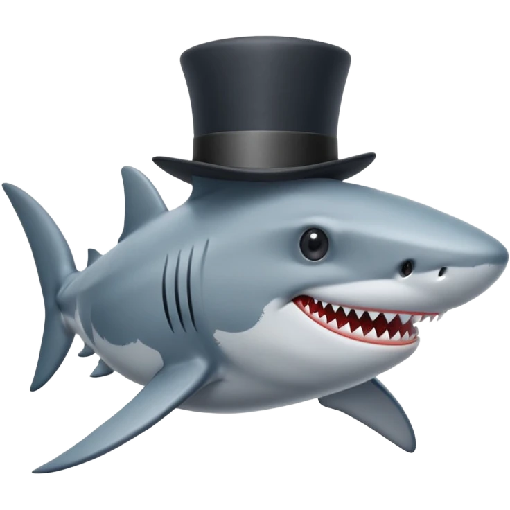 Shark with a top hat emoji