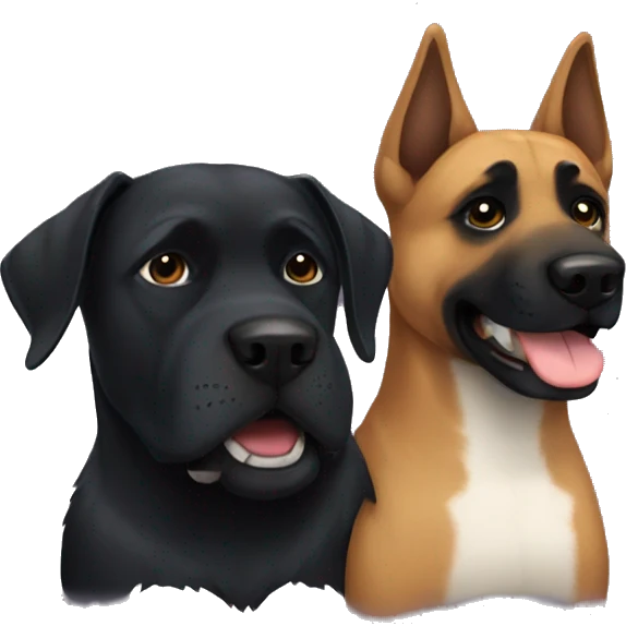 boxer and black German Shepard hugging emoji