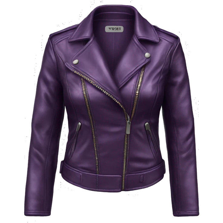 Realistic womens fashion metallic dark purple leather jacket. emoji
