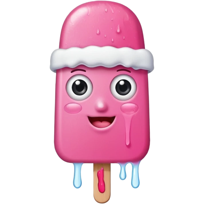 happy pink popsicle with eyes and white beanie emoji
