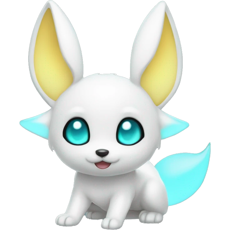 Shiny White Albino Umbreon with cyan eyes and cyan markings emoji