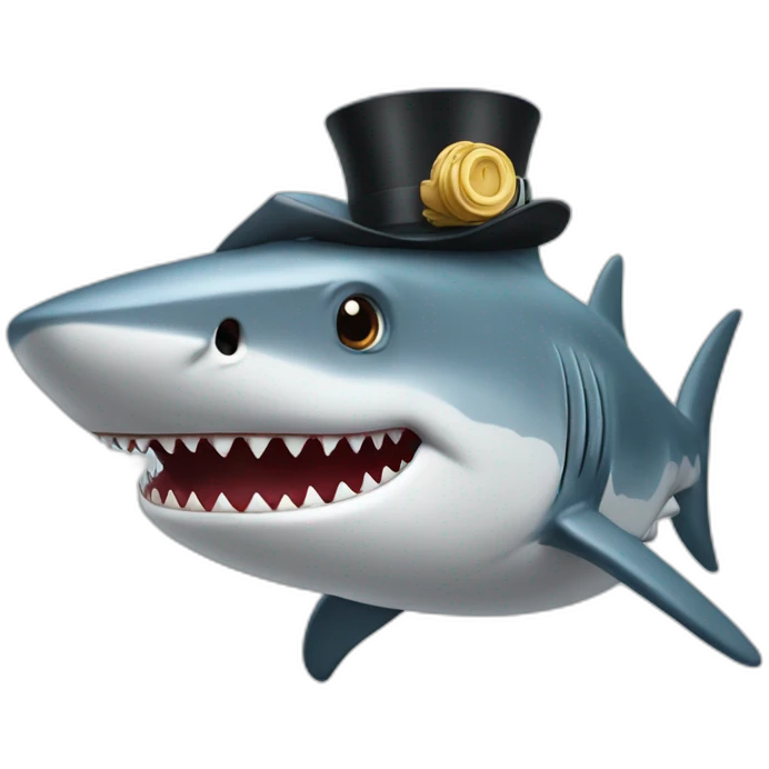 Shark with a top hat emoji