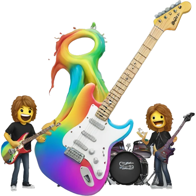 rainbow electric guitar with me with band emoji