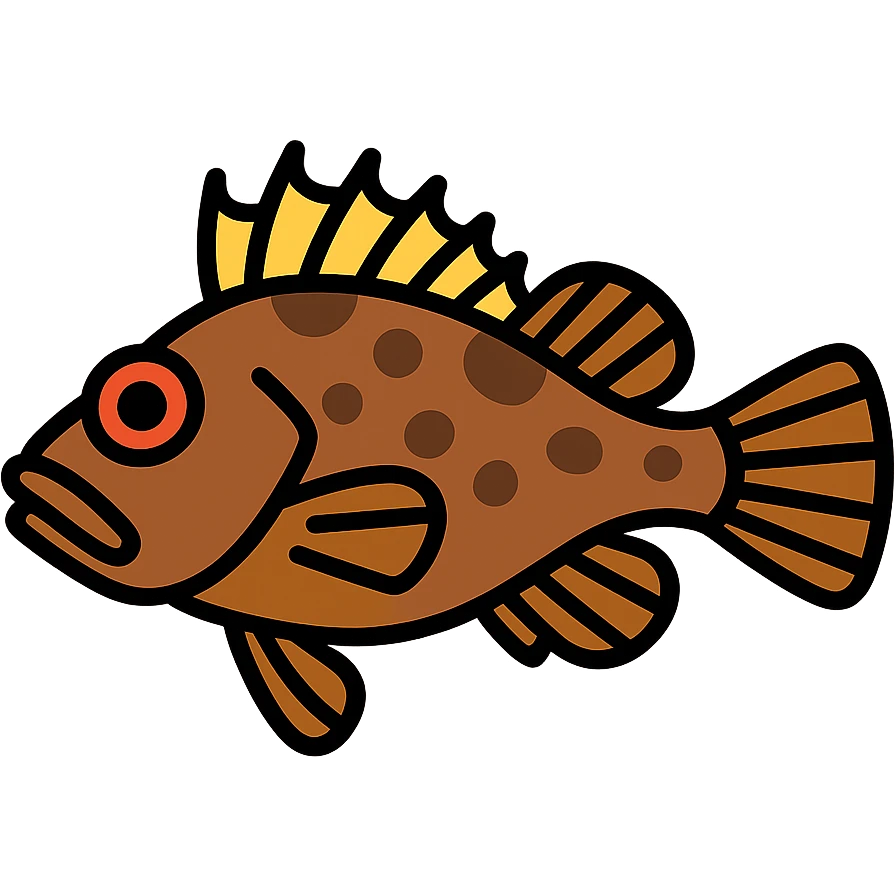 brown scorpion fish, color outlined icon with black outlines emoji