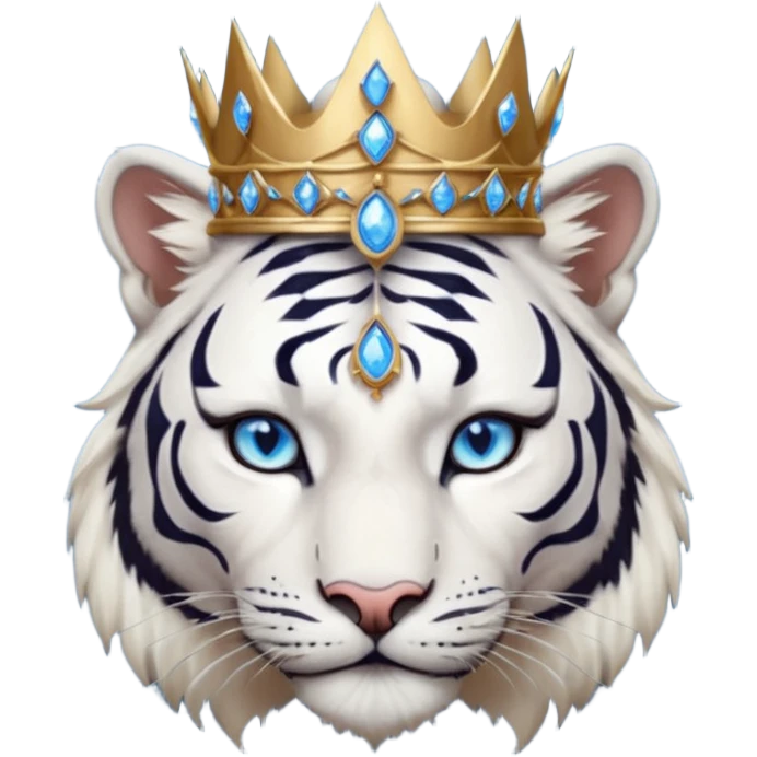 ESO Female white/black tiger khajiit leader of the umbral rose, blue eyes, blue 'third eye' gem, something symbolizing leadership ruling  emoji