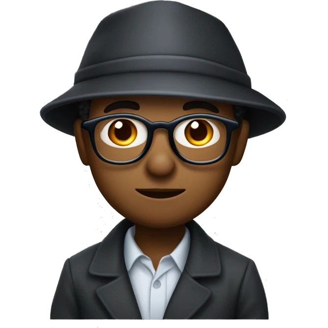 Create a headshot of a black professor with round glasses and newsboy cap with hand under his chin looking quizzical emoji