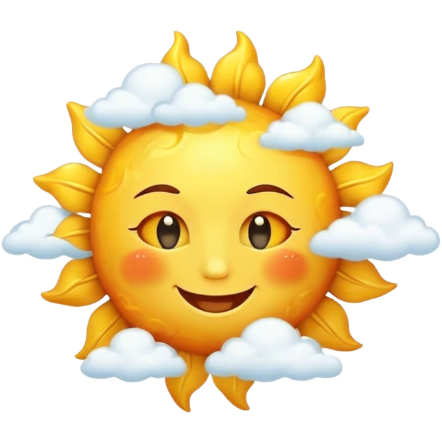 sunny day with a smiling sun and clouds emoji