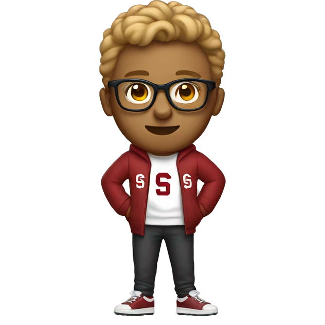 stanford nerd with glasses and stanford sweatshirt. full body including legs. the race of this person should be white emoji