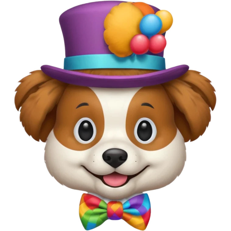 Dog clown with painted nose, bow tie emoji
