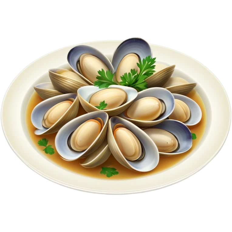 Plate of steamed clams in broth  emoji