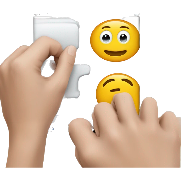 An iPad and a hand with a handle on the front emoji