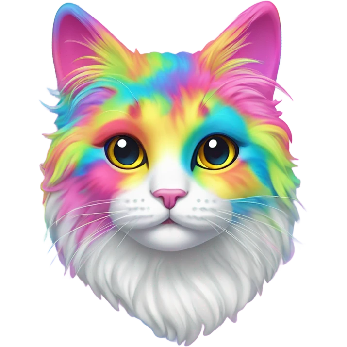 Rainbow Lisa Frank fluffy cat ￼ emoji