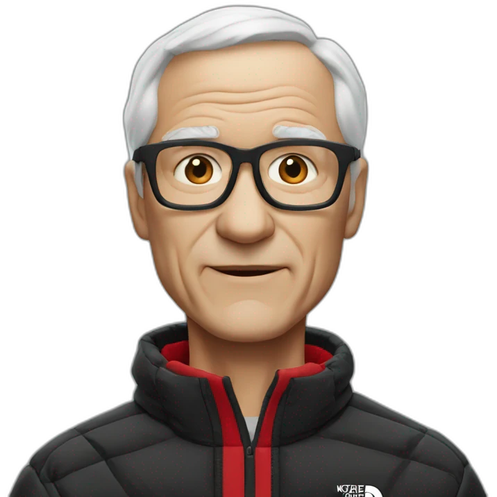 old white man without glasses with black and red supreme north face jacket emoji