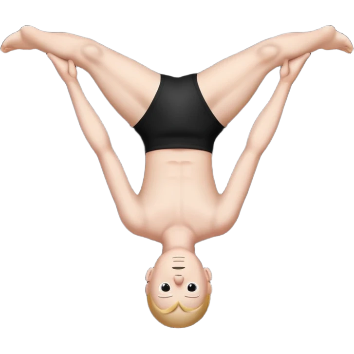 a white person with their body turned upside down on a black background emoji