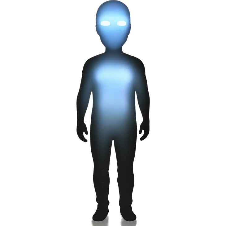 A glowing figure standing alone inside a tunnel of light emoji