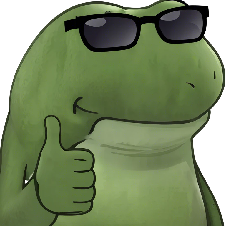 Frog with sunglasses and thumbs up emoji