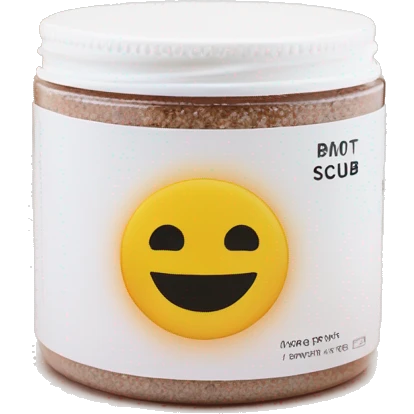 body scrub pot with label emoji
