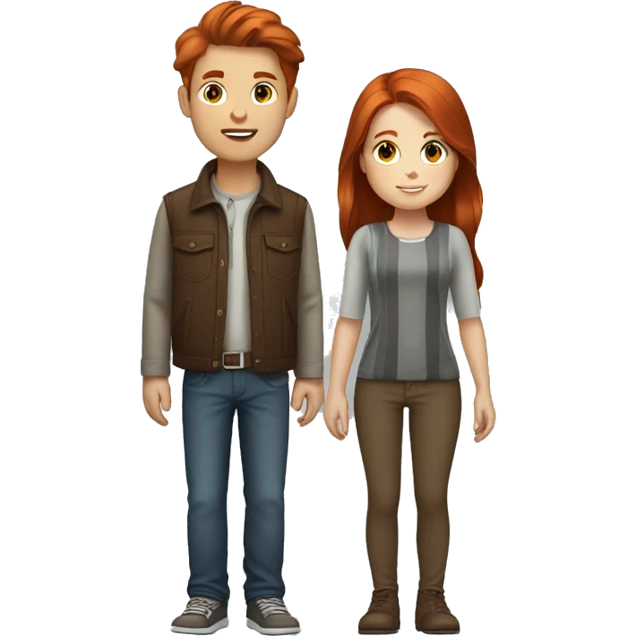 Redhead girl and tall brown haired boy  emoji