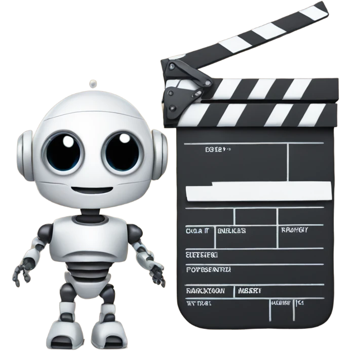 cute robot and a clapboard emoji