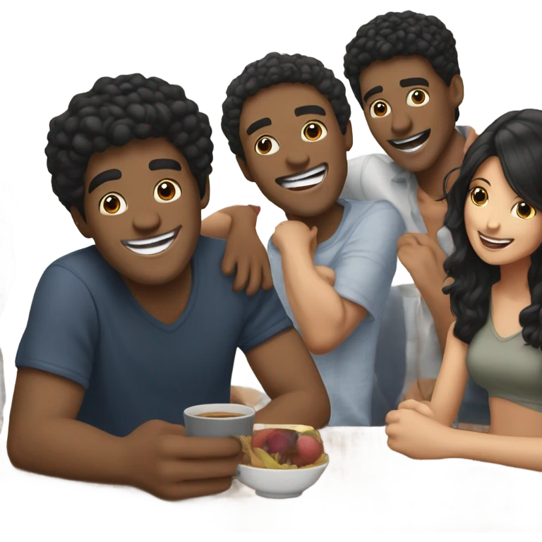 happy moment with friends guy with black hair emoji