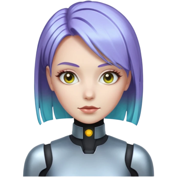 female different hair color metalic robot emoji