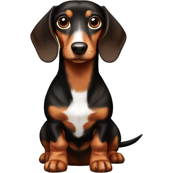 Three colored dachshund with brown, dark brown and white emoji
