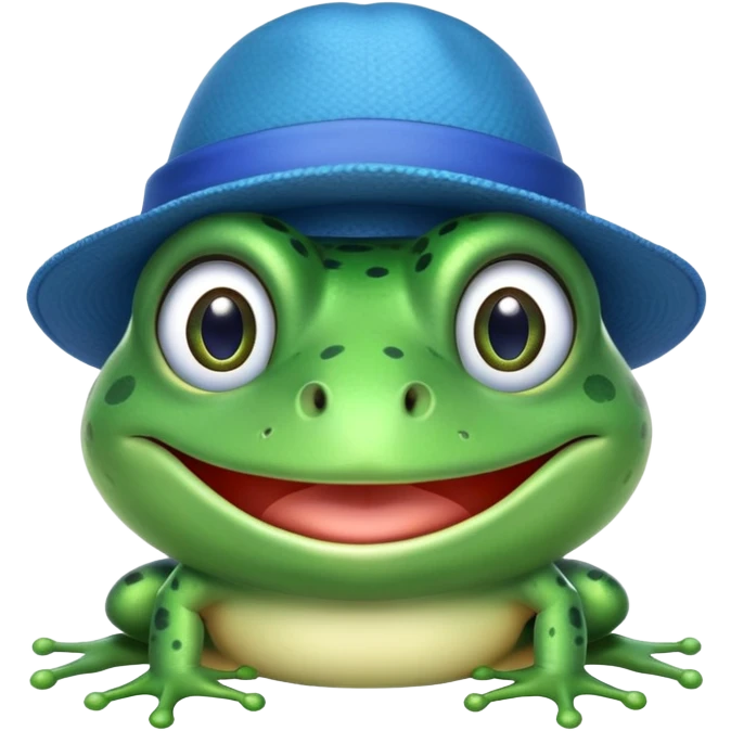 frog wearing a double blue hat emoji