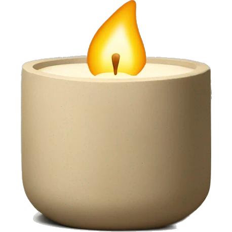 Candle in beige concrete vessel with painted pine trees emoji