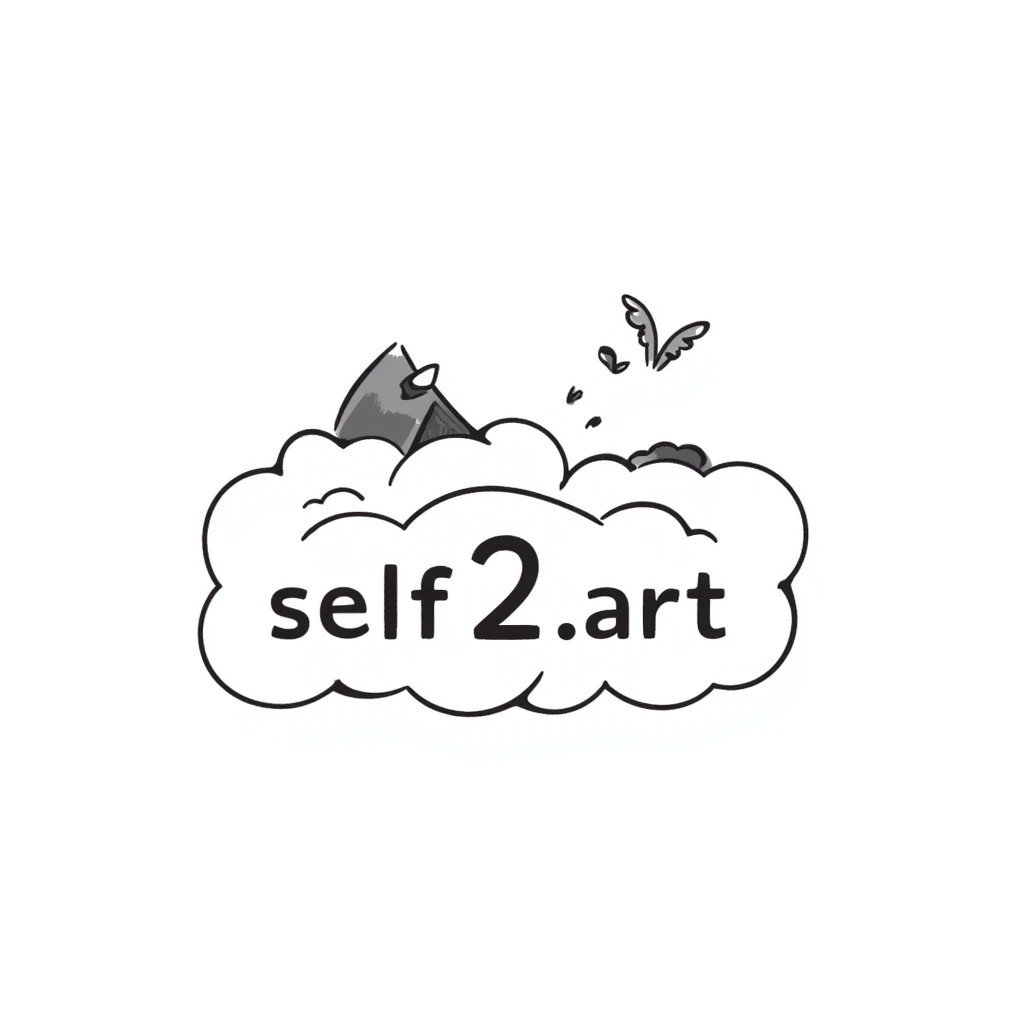 логотип для AI SaaS сервиса self2.art, современный минимализм, doodle стиль emoji