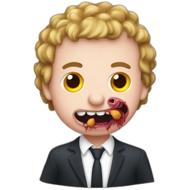 Macron qui tue des poulets zombie avec des pioches en forme de cochon emoji