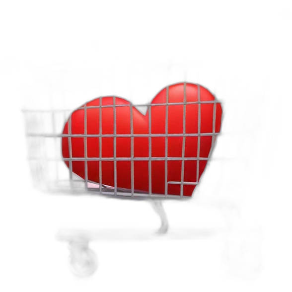 shopping thin cart with one big red heart inside emoji