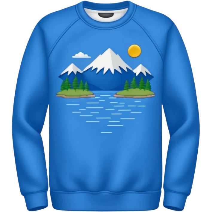 Sweat shirt with embroidered really small lake design emoji