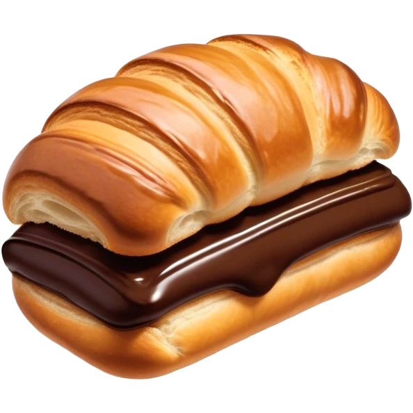 Cinematic warm pain au chocolat, flaky golden-brown pastry with a rich chocolate filling peeking through, perfectly crisp exterior, soft glowing highlights, inviting and indulgent. emoji