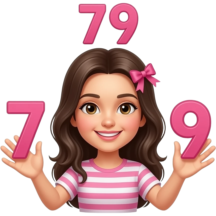 Şimdi senden gülen bir yüz ve bir elinde 7 bir elindede 9 olsun başını tam üstünede 79 istiyorum başının föşesine bir pembe kurdele koy ama kız olsun ve gözlük taksın ve alta şunu yaz seni seviyorum 79 ❤️ yazısı yazılı olsun ama türkçe emoji