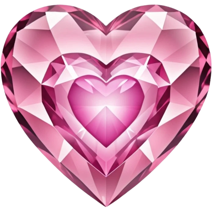 crystal clear diamond heart with one mini pink heart inside of it  emoji