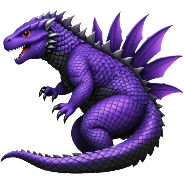 Godzilla black purple skales emoji