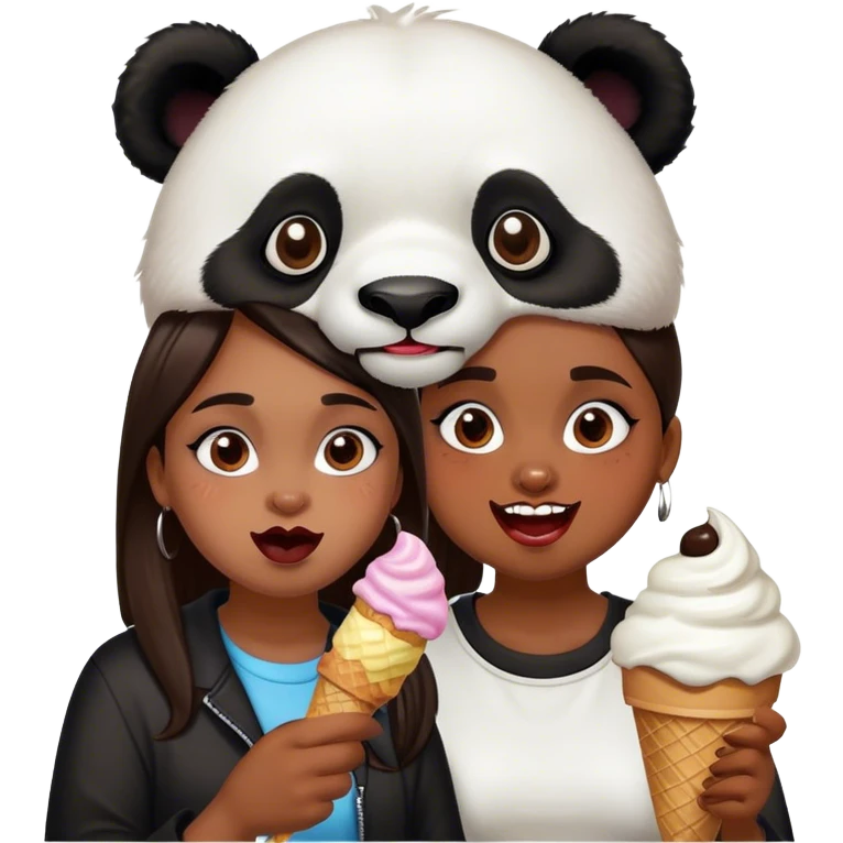 Panda eating ice cream with an ugly girl  emoji