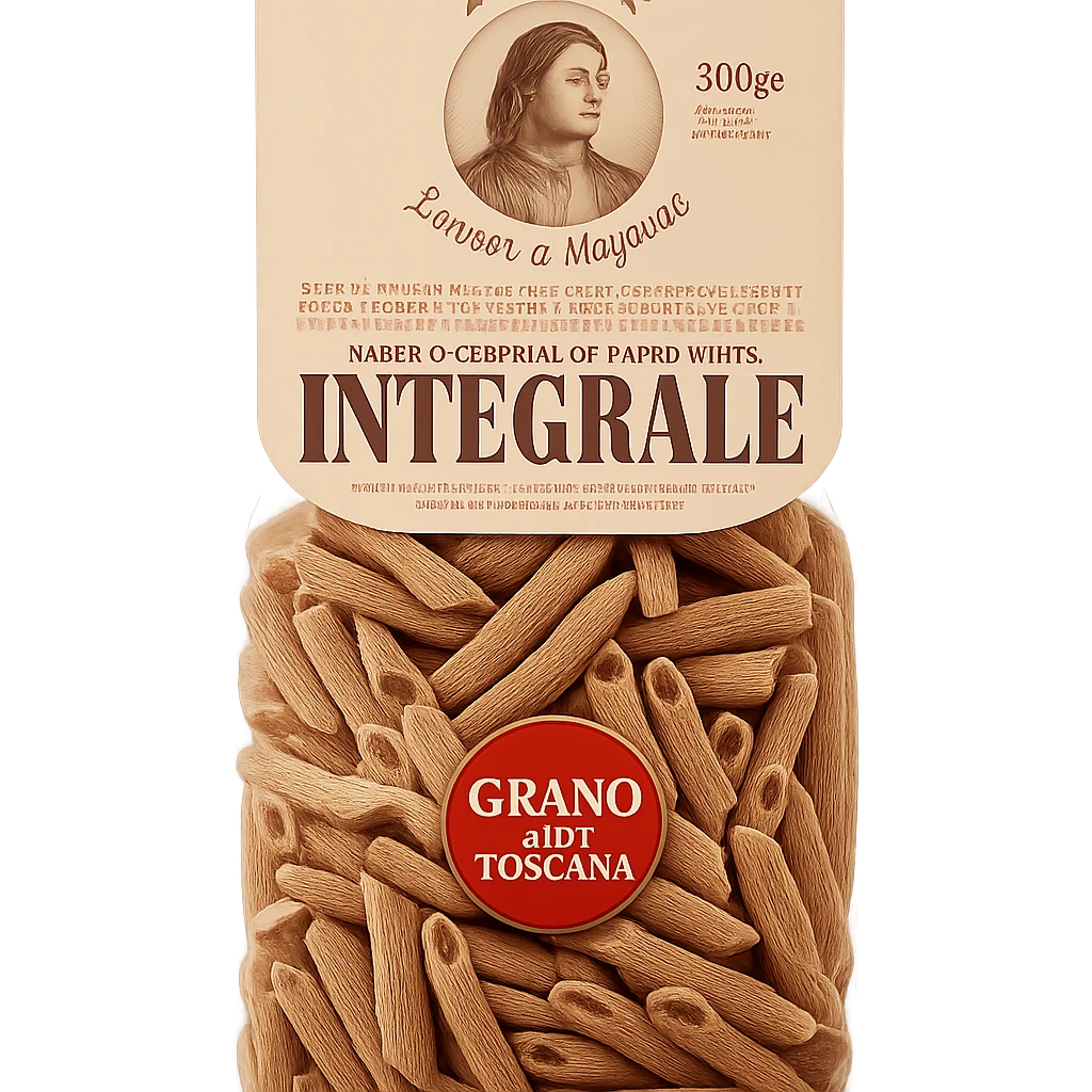 Realistic style integral pasta in a transparent bag inspired by the reference image, natural details, no background. emoji