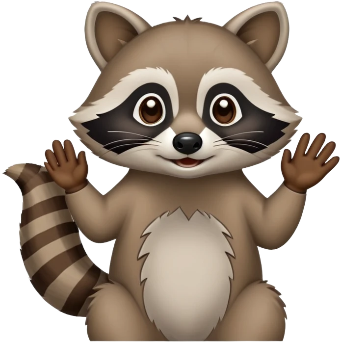 raccoon waving hello emoji