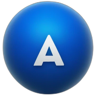 big blue "W" on black marble ball emoji