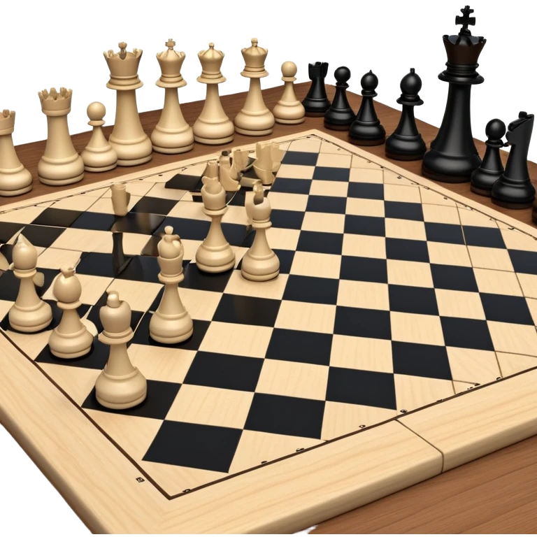 A chessboard with a few strategically placed pieces, including a king, queen, and pawns. The scene highlights the classic black and white squares of the board, emphasizing strategy and thoughtfulness in the game of chess. emoji